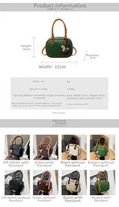 Detail guide showing PU leather Boston bag dimensions and four available color options