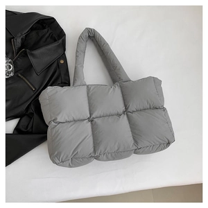 Sac Cabas Matelassé en Coton à la Mode pour Femmes Sac à Épaule Minimaliste Urbain Grande Capacité Sac à Main Décontracté