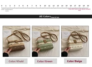 Detailvergleich der gewebten Umhängetaschen in Khaki, Grün und Beige mit Textur