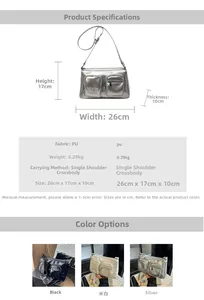 Detailed dimensions of the multi-pocket PU leather crossbody bag with color options
