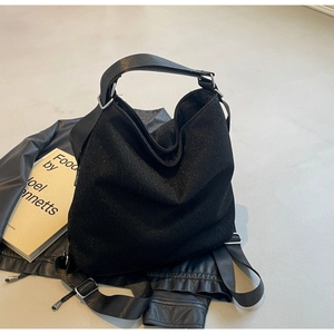 Fashionable black glitter PU leather tote bag with wide strap for women style