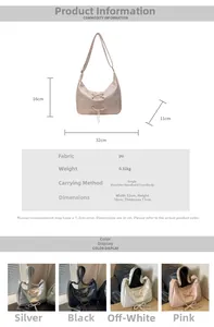Detailed size specifications for the PU leather pleated crescent bag with 32x16x11cm dimensions