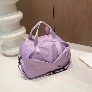 Versatile purple nylon crossbody travel bag with adjustable strap and large capacity