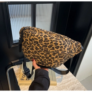Modern leopard print crossbody chest bag with adjustable nylon strap for casual style