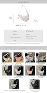 Detailed size specifications of large capacity crescent crossbody bag with 37x19x10cm dimensions
