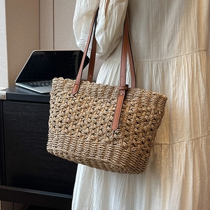 Γυναικεία Casual Πλεκτή Τσάντα Tote PU Μεγάλης Χωρητικότητας Εθνοτικό Στυλ Διάτρητη Τσάντα Ώμου Καλοκαίρι Παραλία