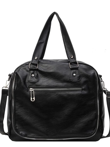 Classic black British style messenger bag with silver hardware and large capacity for women