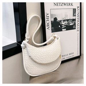 Sac à Épaule en Cuir PU Tissé pour Femmes Minimaliste Hobo Sac à Main Couleur Unie Grande Capacité Style Rétro pour Femmes