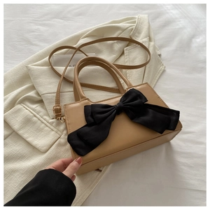 Sac à Main Élégant avec Grand Nœud Femmes Sac à Bandoulière en Cuir PU Sac à Bandoulière Tendance Sac Fourre-tout Polyvalent