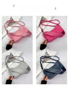 Pink, rose red, grey and blue rivet shoulder bags with stylish silver studded wide straps