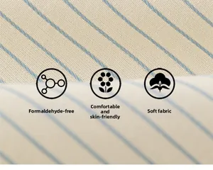 Close-up of soft skin-friendly blue striped fabric with formaldehyde-free safety texture