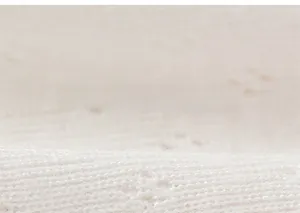 Close-up of white pointelle knit fabric showing breathable texture and hollow pattern