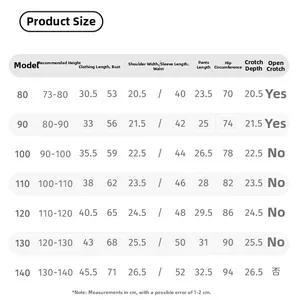 Detailed size chart for girls polka dot clothing set including height and bust measurements