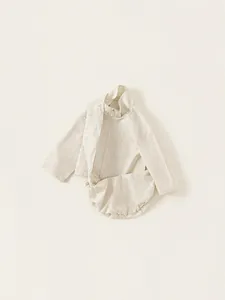 Striped toddler girls shirt set with zipper top and matching crossbody bag in light beige