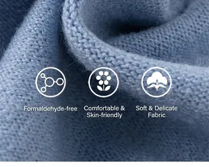 Detalle de suave tejido de punto azul con textura fina y estándar de seguridad sin formaldehído