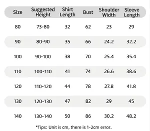 Tabla de tallas para uniforme escolar de niña con medidas de altura y pecho