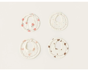 Set of 4 petal-shaped baby bibs with 360-degree cotton gauze for soft absorbency