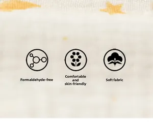 Close-up of skin-friendly, formaldehyde-free star pattern cotton gauze baby bib fabric