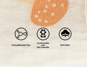 Detail of baby bib fabric showing soft breathable cotton material and formaldehyde-free safety