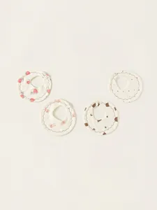 Set of 4 soft cotton 360-degree baby bibs with cute bear, rabbit, and strawberry patterns