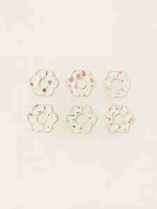Lot de 6 bavoirs bébé en coton en forme de fleur avec imprimés colorés et bords ondulés