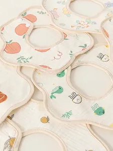 Bavoirs bébé en mousseline de coton avec motifs fleurs et baleines, design rotatif 360