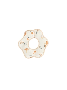 Bavoir en gaze de coton pour bébé avec motif de champignons et design de pétales