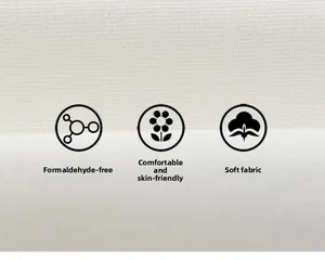 Detail of white knit fabric texture showing formaldehyde-free and skin-friendly properties