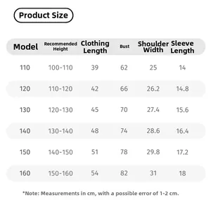 Detailed size chart for girls lace patchwork summer top including height and length guide