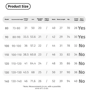 Size chart for girls' striped top and denim overalls set covering height 73-140cm