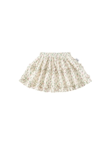 Jupe fleurie en coton pour filles avec taille élastique et volants à plusieurs couches