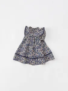 Vestito di Cotone Floreale per Bambine Estate Manica Corta Volant Pizzo Principessa Linea A Prendisole Abbigliamento Casual