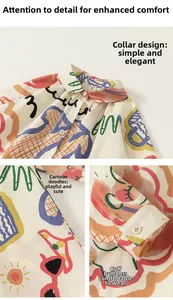 Détails de la chemise pour filles avec imprimé graffitis, col à revers et poignets boutonnés