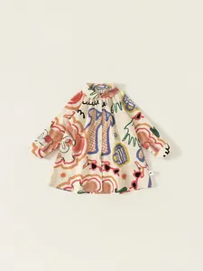 Robe chemise mignonne à manches longues pour filles avec graffiti coloré artistique