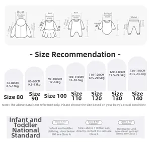 Detailed size chart for children fleece set including height and weight guide for 80-140cm