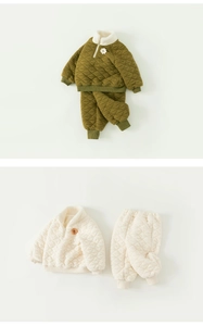 Quilted toddler winter tracksuit set with cozy fleece collar and floral patch detail