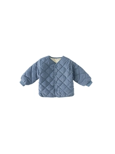 Toddler quilted cotton jacket with fleece lining and diamond pattern for winter warmth