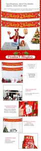 Detail of red PET tinsel fringe banner with Merry Christmas print and snowmen patterns