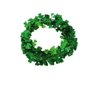 Sparkling green shamrock wreath for St. Patrick's Day party hanging decoration