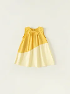 Girls Pastoral Style Sleeveless Dress Cotton Color Block Patchwork A-Line Summer Sundress For Kids Casual Comfort Outfit