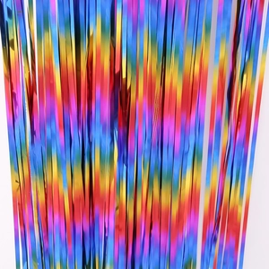 Rideau de Franges en Aluminium Arc-en-Ciel Fond de Scène Métallique pour Anniversaire Fête Mariage Décoration Rideau Mural Scintillant