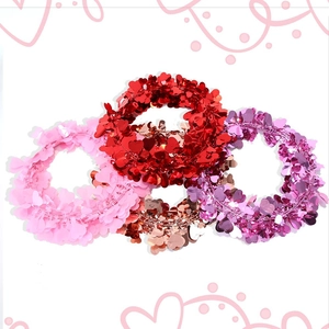 Red pink purple and rose gold heart sequin garlands for Valentine wedding party decor
