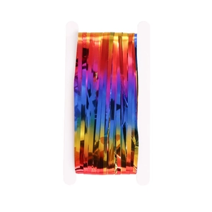Rideau à franges métalliques dégradé arc-en-ciel pour décorations de fête colorées