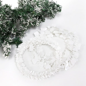 White Artificial Leaf Heart Garland Handcrafted Woven Christmas Hanging Decoration For Wedding Party Home Wall Decor
