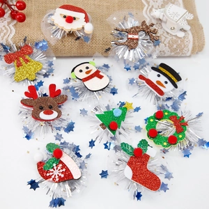 Christmas Reindeer Snowman Mesh Hair Clip Sequin Felt Hairpin Festival Party Children Kids Women Hair Accessories Decoration