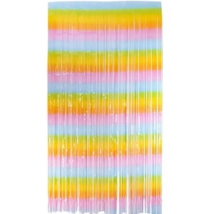 Rainbow gradient foil fringe curtain for birthday party backdrop decorations