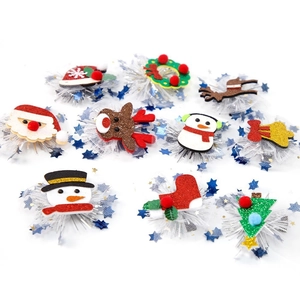 Christmas hair clips set with reindeer snowman and santa claus festive party decorations