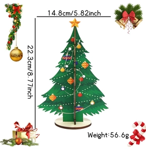 DIY glowing wooden Christmas tree desk ornament with dimensions 22.3cm by 14.8cm