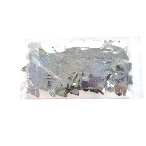 Holographic laser silver butterfly fringe curtain for party decoration in packaging