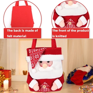 Sacchetto regalo di Natale in maglia con Babbo Natale e dettagli in feltro e neve